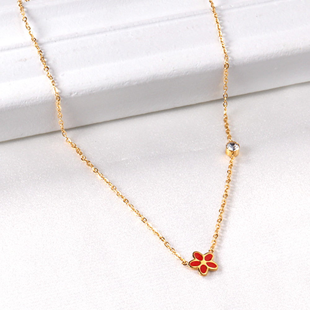 Flower and CZ Necklace