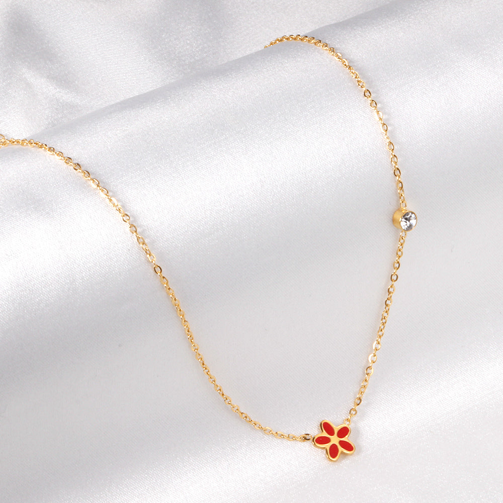 Flower and CZ Necklace