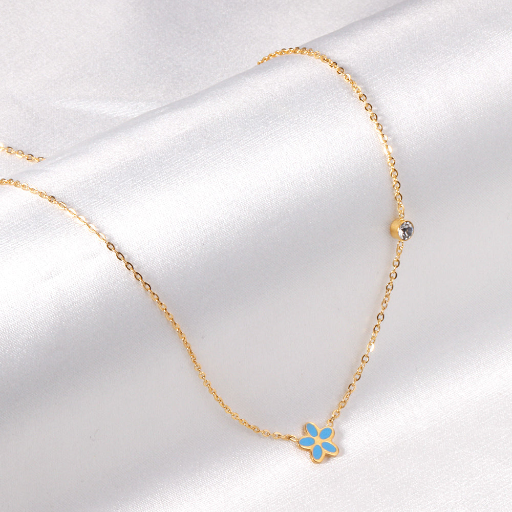 Flower and CZ Necklace